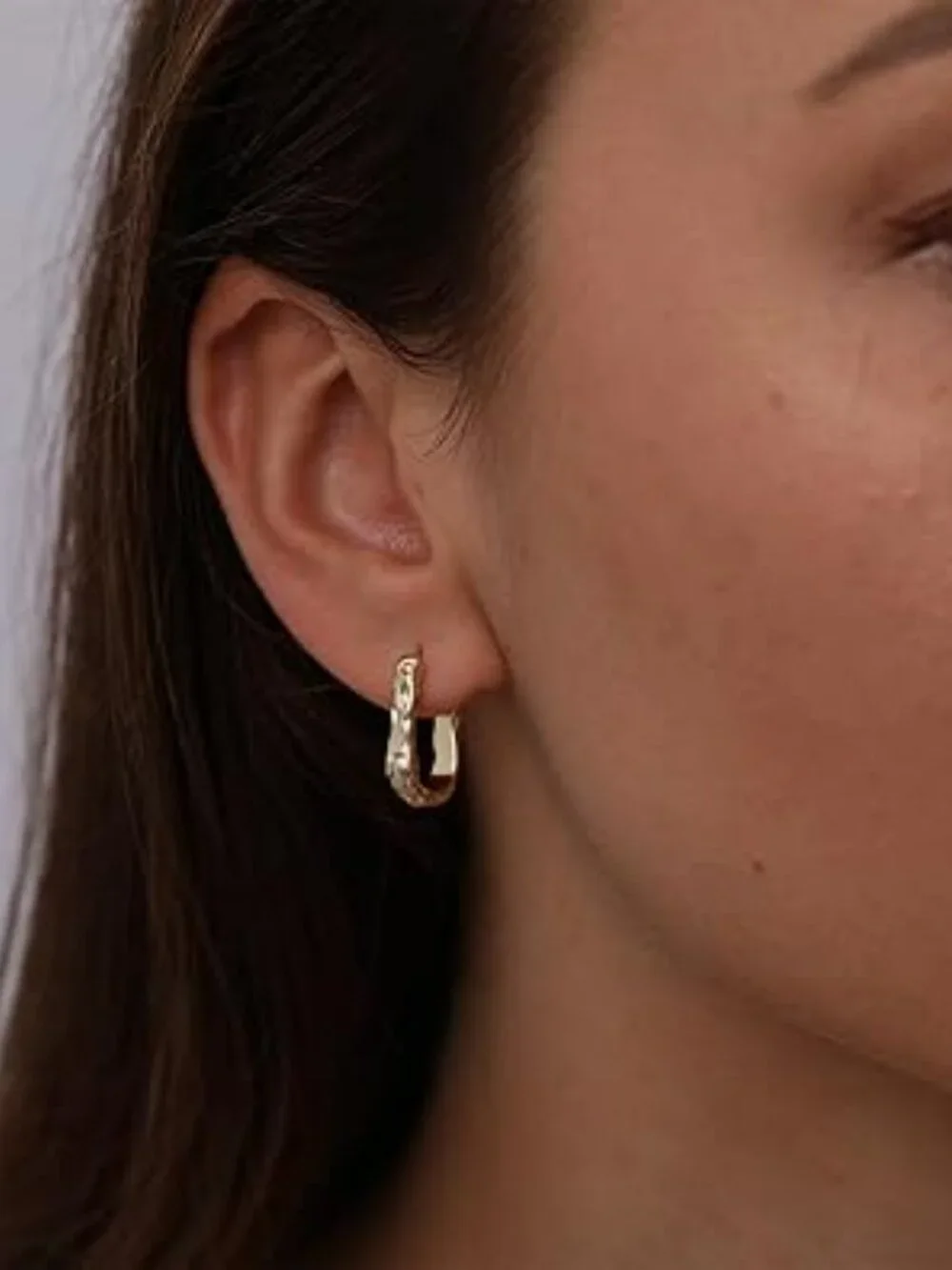 NEW‎ Chunky Gold Stud Earrings 14k Gold Plated Hypoallergenic Square Open Set